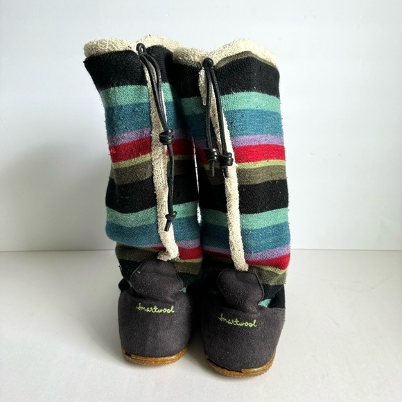 SmartWool Slippers Boot Over Easy Fritter Free Wool Colorful Stripe Womens 9 - Picture 5 of 15
